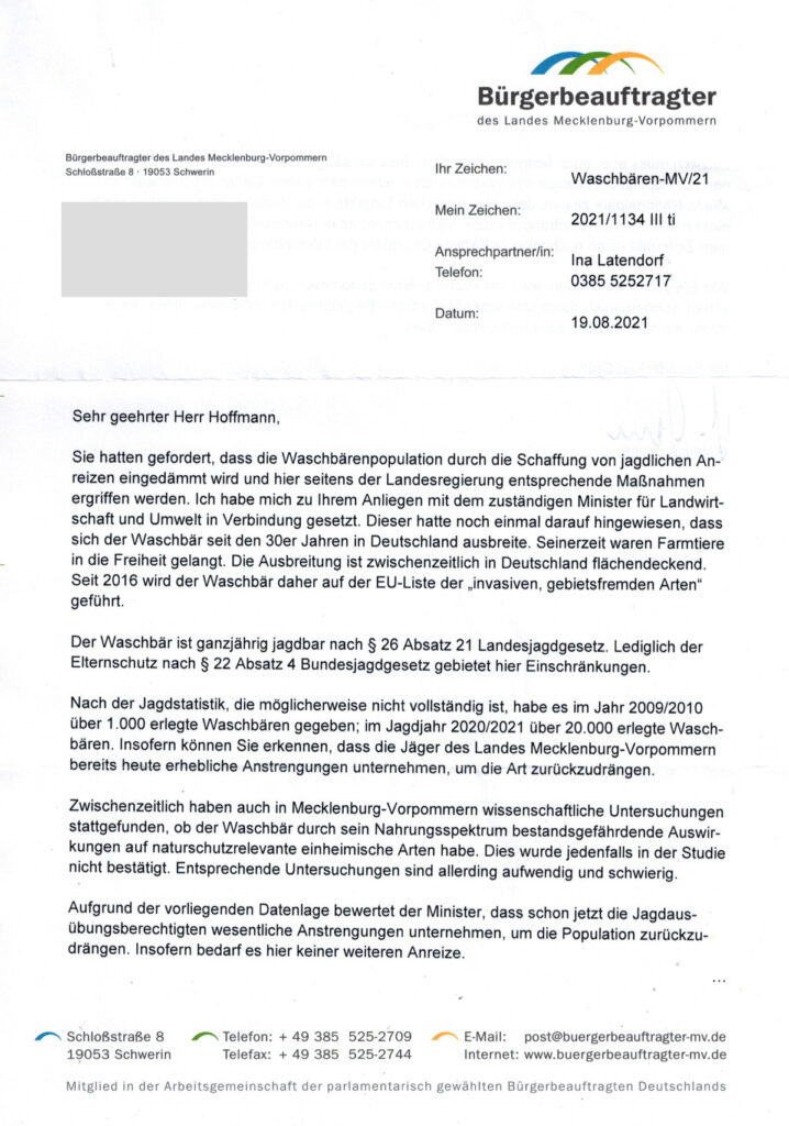 RE Buergerbeauftragter PETITION ANTRAG Waschbaeren MV 19.08.2021 1 1 718x1024